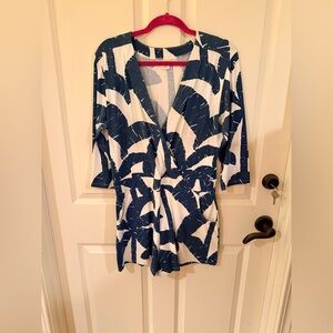 MAHI GOLD Navy and White Printed Romper